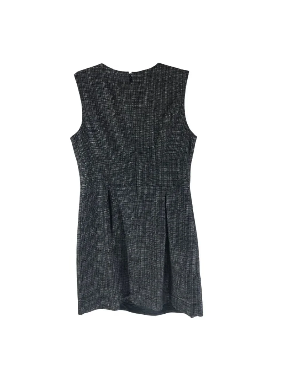 Michael Kors Dress A Line Tweed Sleeveless Pleat Black White 6